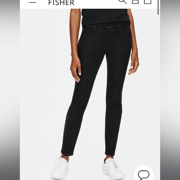 New Eileen Fisher elastic waist, leggings faded black skinny jeans - Picture 3 of 8
